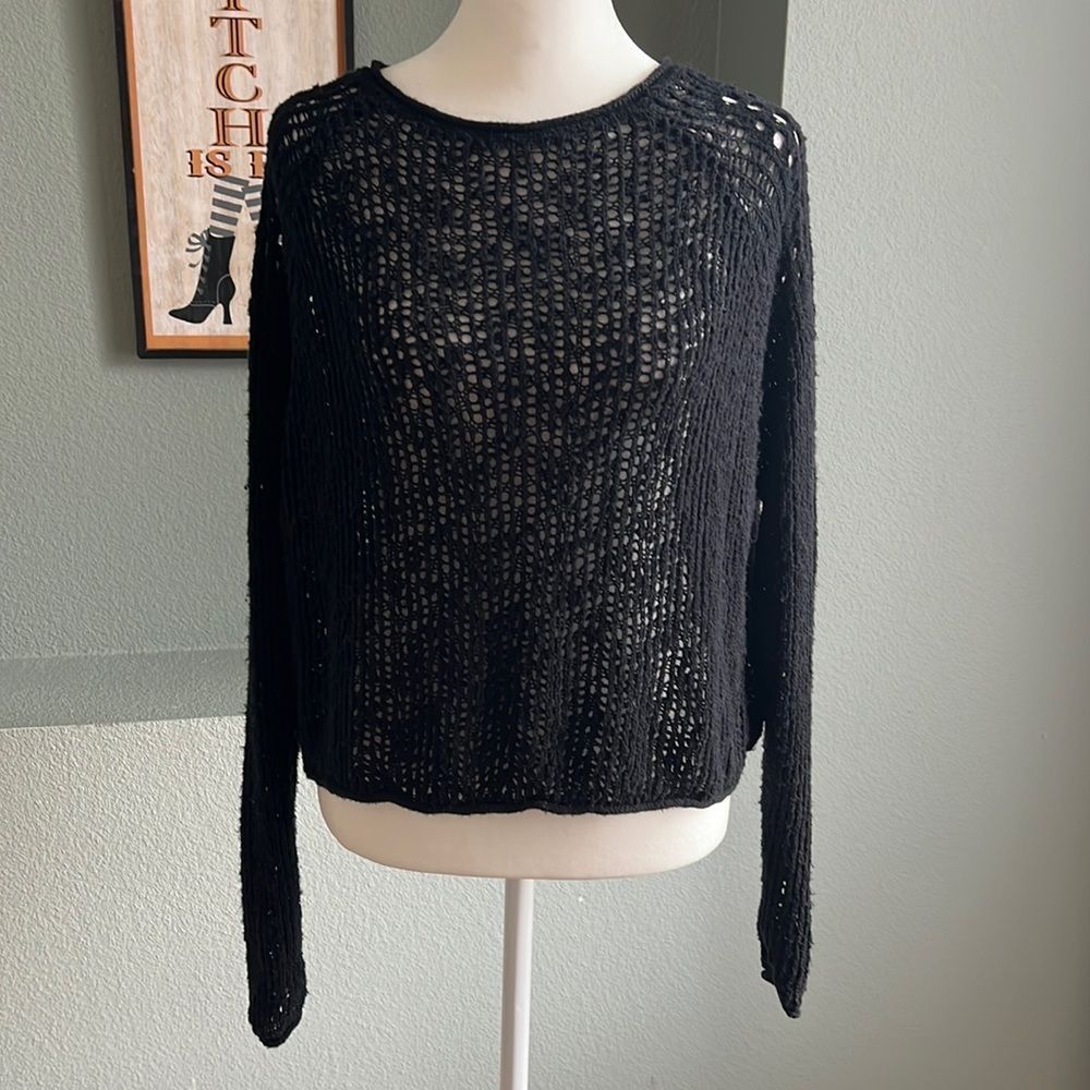 Billabong Black Open-Knit Long Sleeve Sweater